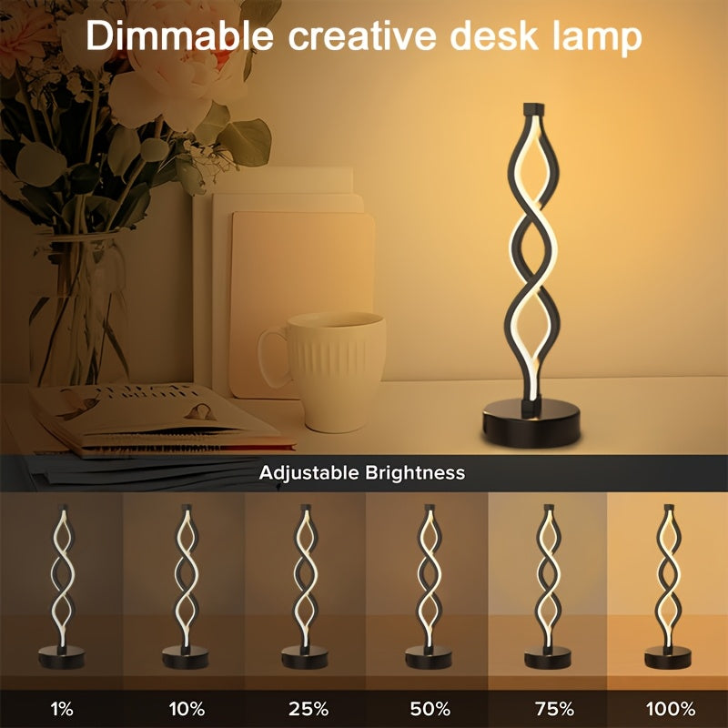 Lampe de bureau à ruban LED ondulant, 34,5 cm, sur socle