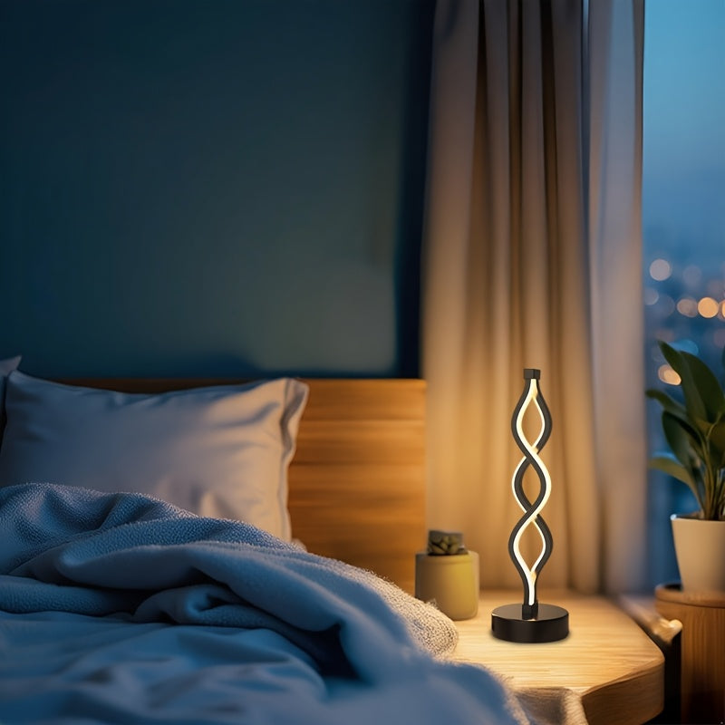 Lampe de bureau à ruban LED ondulant, 34,5 cm, sur socle