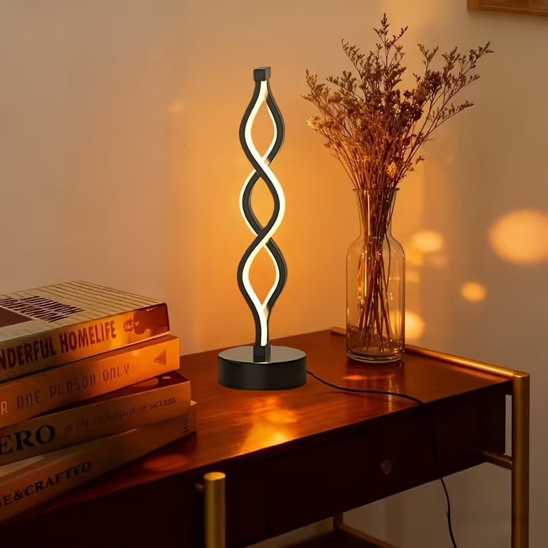 Lampe de bureau à ruban LED ondulant, 34,5 cm, sur socle