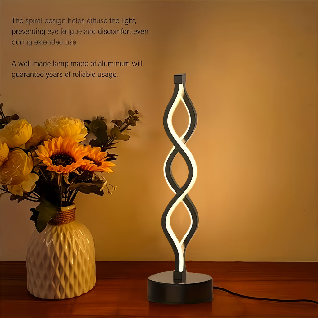 Lampe de bureau à ruban LED ondulant, 34,5 cm, sur socle