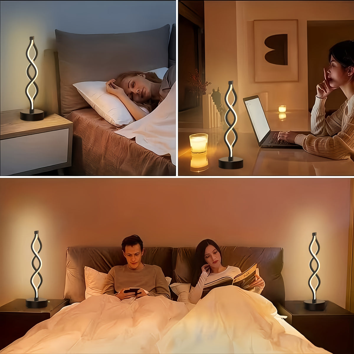 Lampe de bureau à ruban LED ondulant, 34,5 cm, sur socle