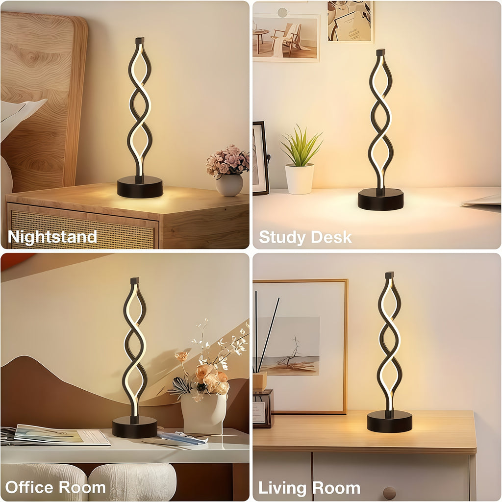 Lampe de bureau à ruban LED ondulant, 34,5 cm, sur socle
