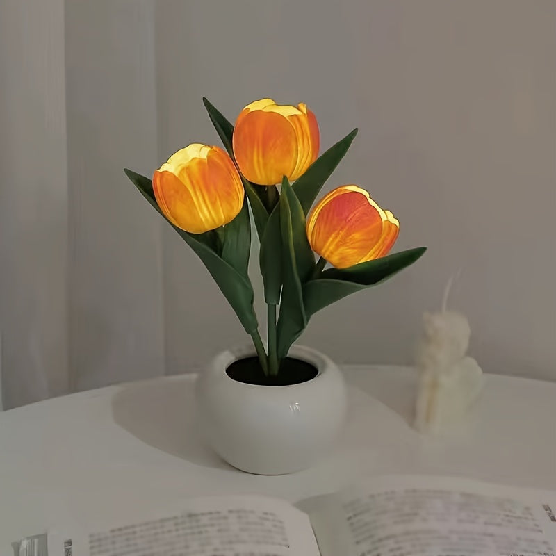 Veilleuse LED Tulipe 1 pièce, Lampe de Table Tulipe Artificielle, Décoration Romantique en Forme de Vase pour Salon, Alimentée par USB, Convient pour Chambre à Coucher, Salon, Bureau, Anniversaire, Fête et Autres Décorations d'Atmosphère — photo 3