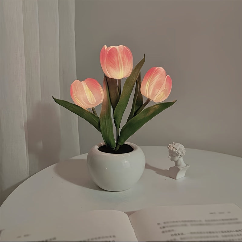 Veilleuse LED Tulipe 1 pièce, Lampe de Table Tulipe Artificielle, Décoration Romantique en Forme de Vase pour Salon, Alimentée par USB, Convient pour Chambre à Coucher, Salon, Bureau, Anniversaire, Fête et Autres Décorations d'Atmosphère — photo 5