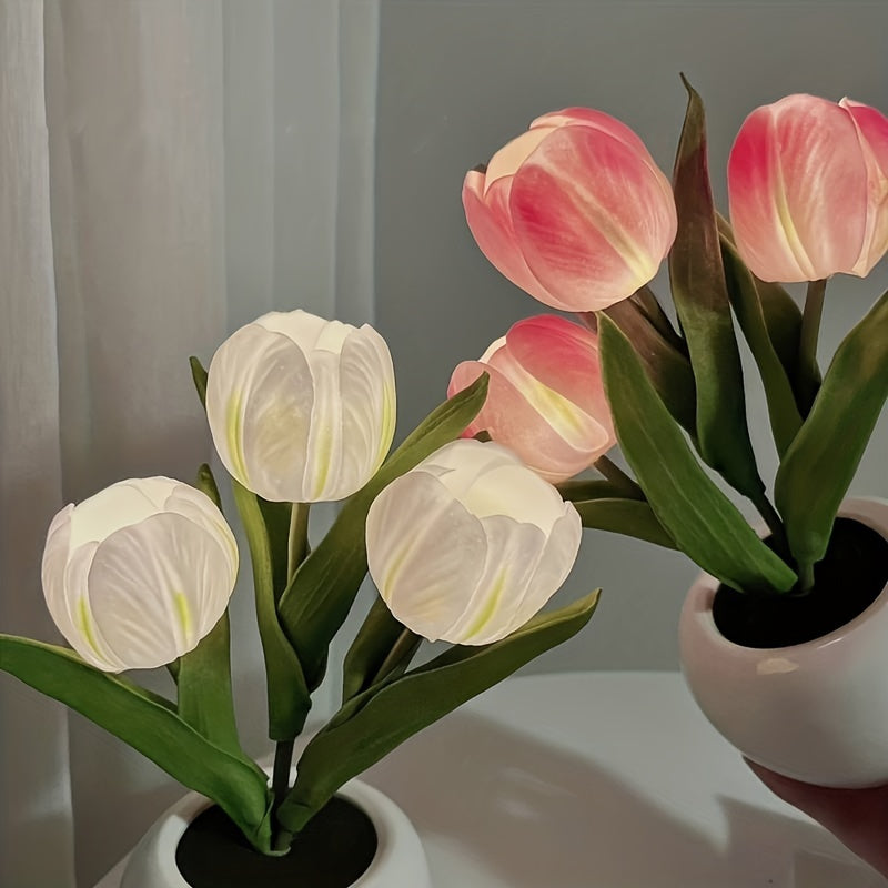 Veilleuse LED Tulipe 1 pièce, Lampe de Table Tulipe Artificielle, Décoration Romantique en Forme de Vase pour Salon, Alimentée par USB, Convient pour Chambre à Coucher, Salon, Bureau, Anniversaire, Fête et Autres Décorations d'Atmosphère — photo 6
