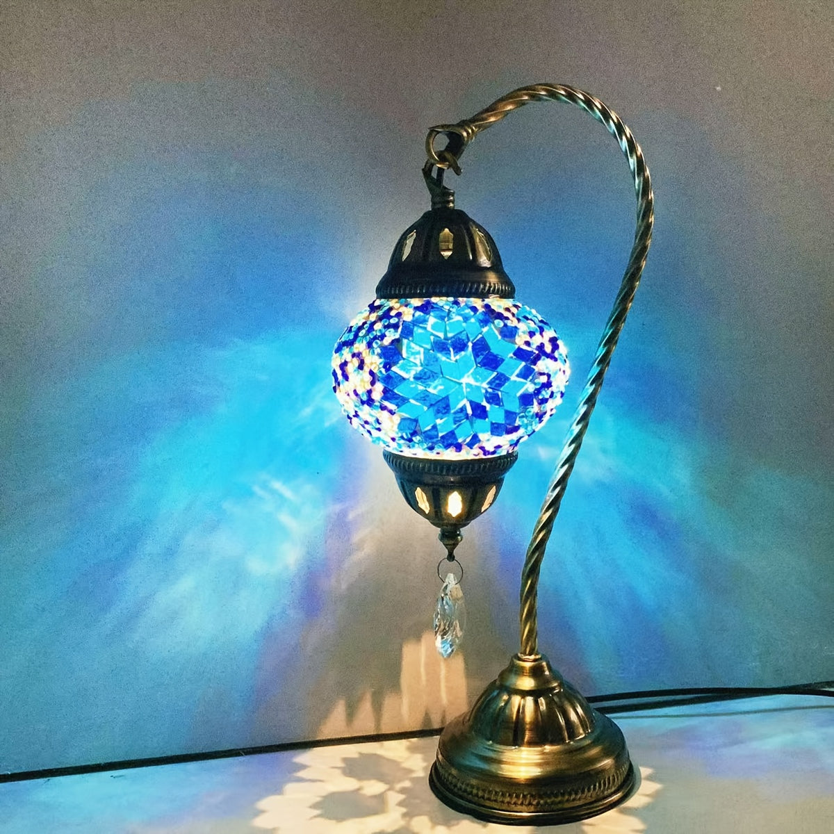 Lampe de bureau turque mosaïque - Ambiance bleue exotique — photo 4