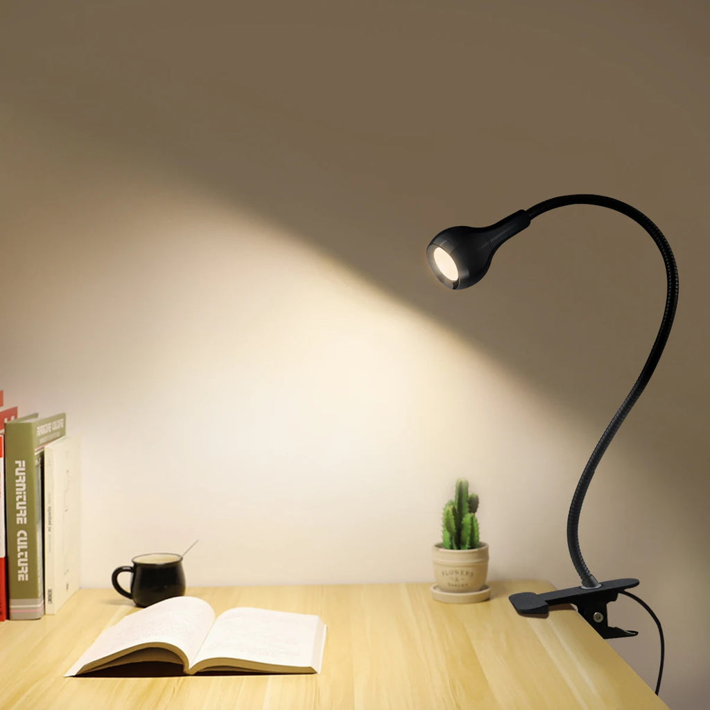 Lampe de bureau USB à pince - Col de cygne flexible 360° — photo 3