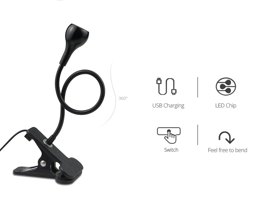Lampe de bureau USB à pince - Col de cygne flexible 360° — photo 4