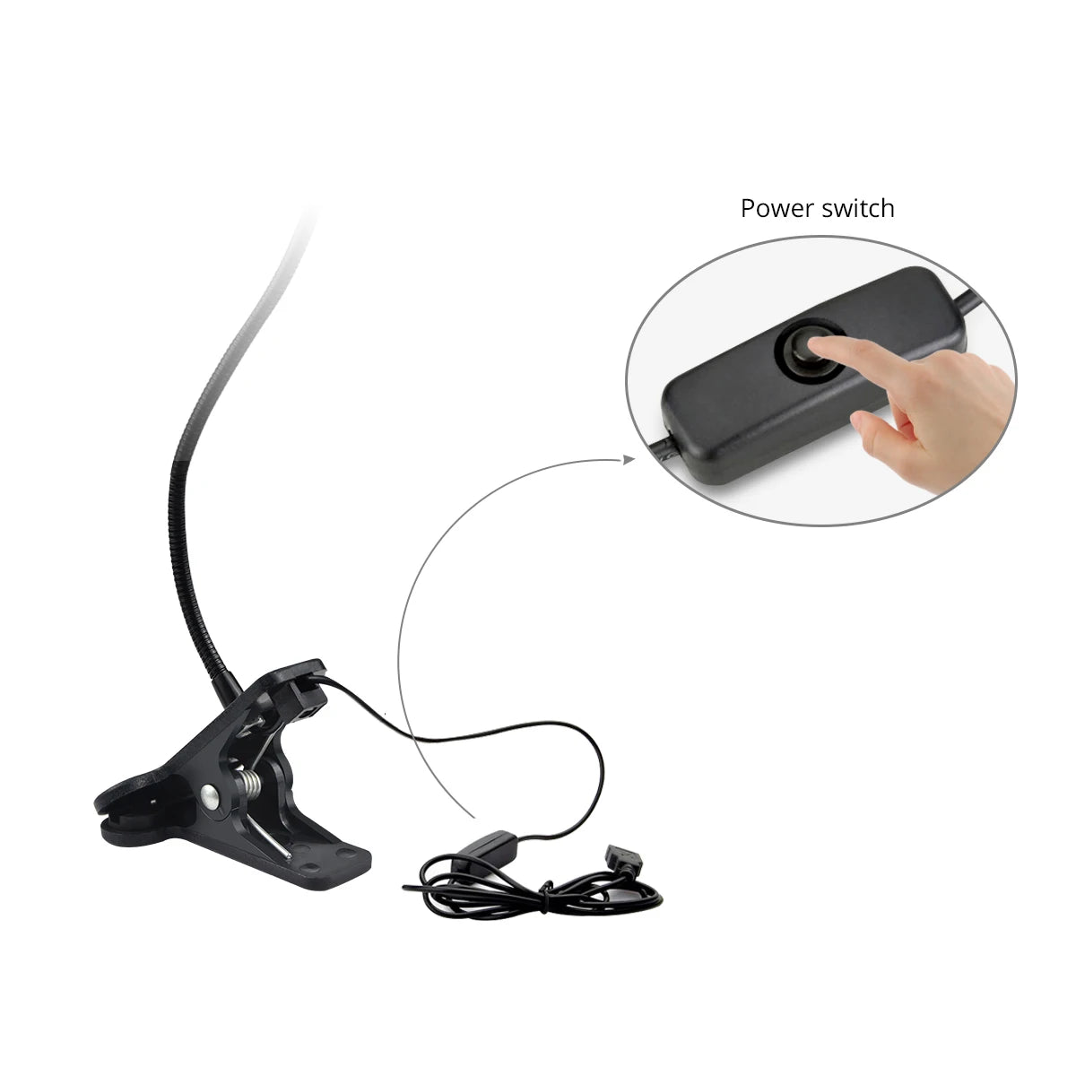 Lampe de bureau USB à pince - Col de cygne flexible 360° — photo 7