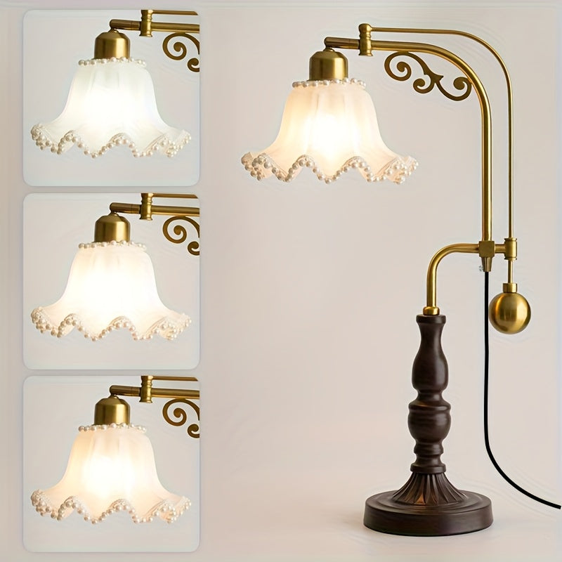 Lampe de bureau vintage à bras articulé – Abat-jour fleur — photo 2