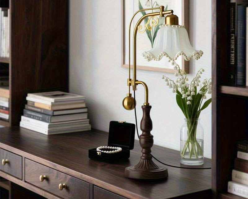 Lampe de bureau vintage à bras articulé – Abat-jour fleur — photo 4