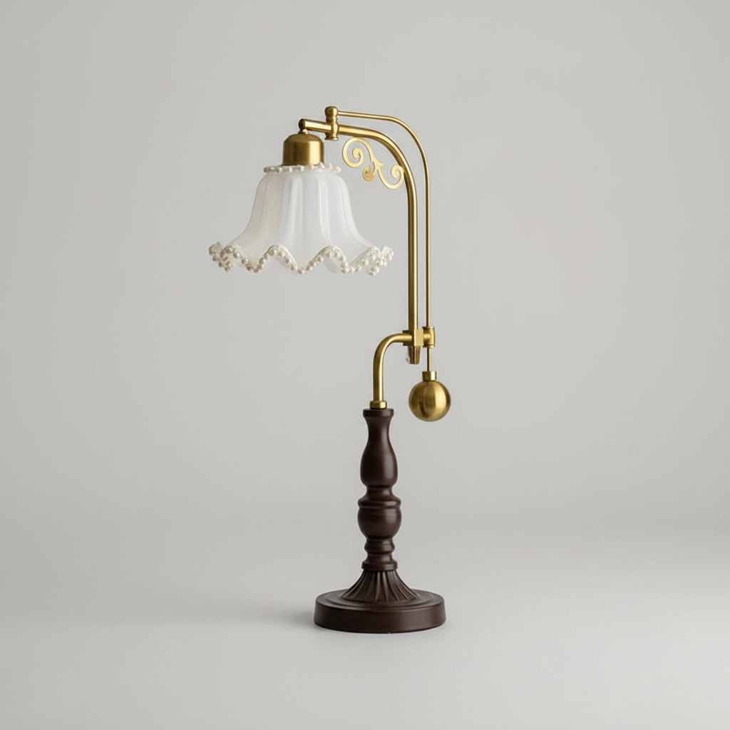 Lampe de bureau vintage à bras articulé – Abat-jour fleur — photo 5