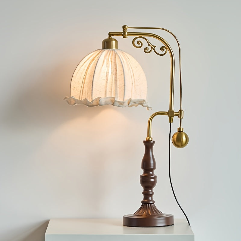 Lampe de bureau vintage à bras articulé – Abat-jour tissu — photo 2