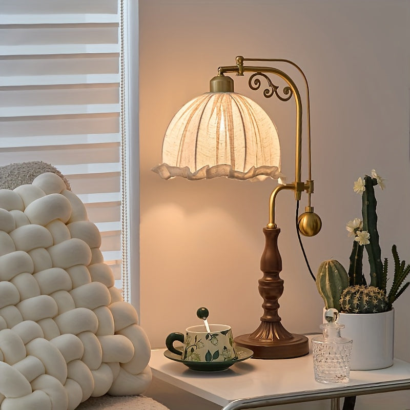 Lampe de bureau vintage à bras articulé – Abat-jour tissu — photo 4