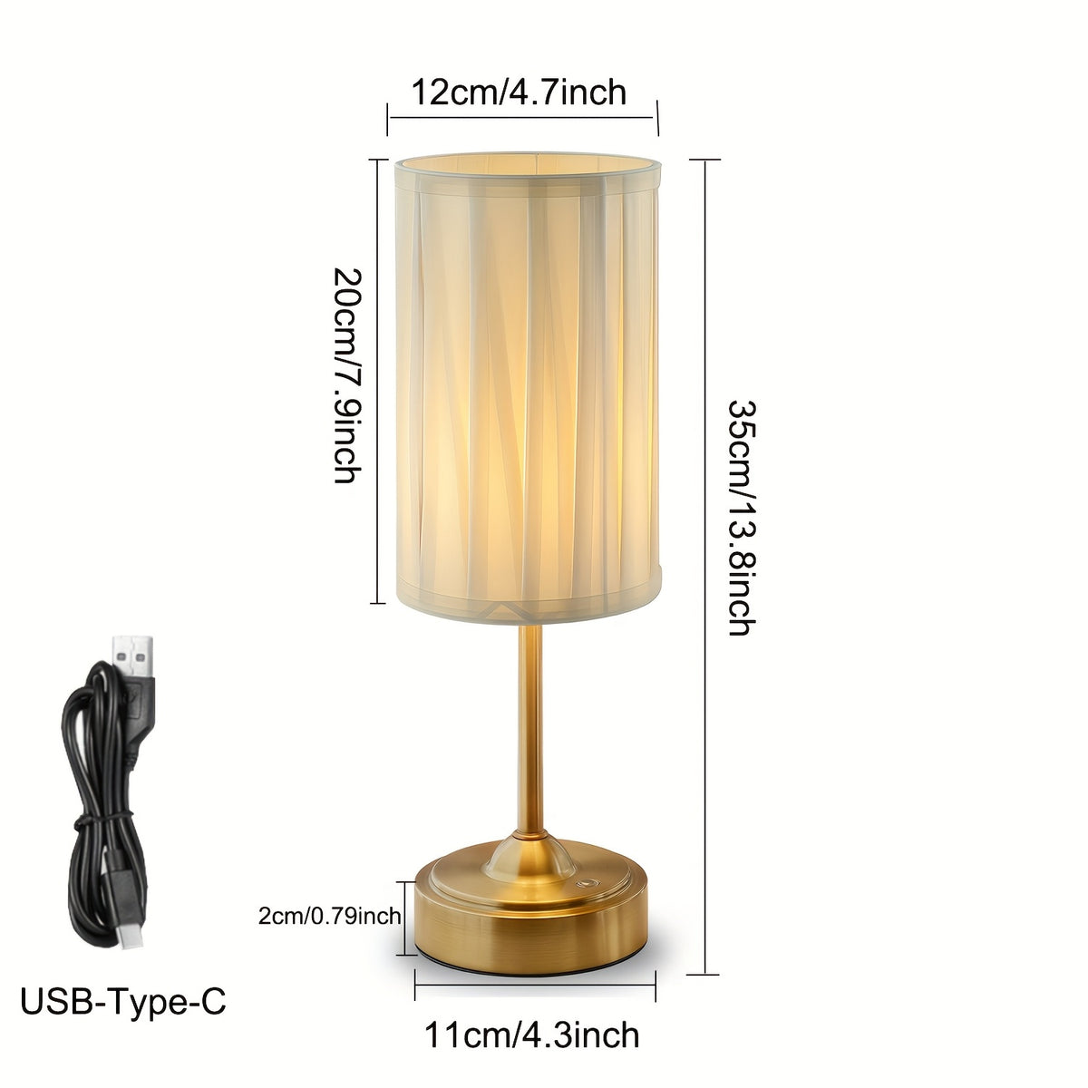 Lampe de bureau vintage tactile sans fil – Abat-jour tissu — photo 4