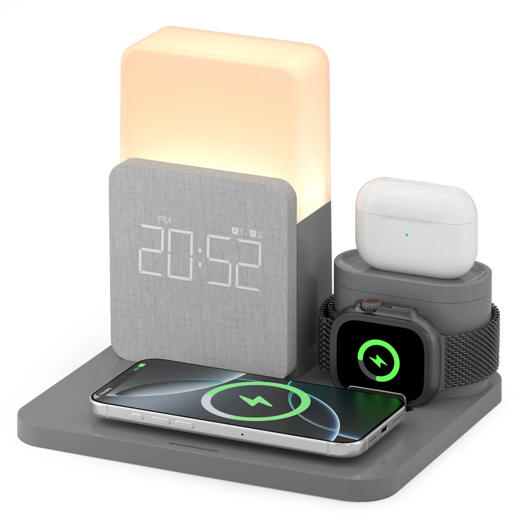 Lampe de chevet 3 en 1 - Chargeur sans fil et reveil LED — photo 6