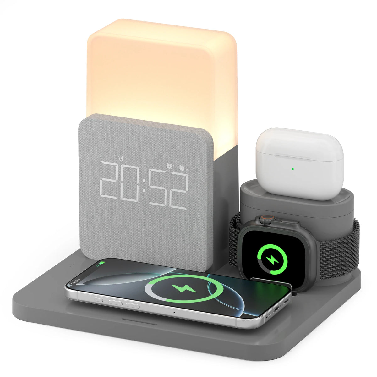Lampe de chevet 3 en 1 - Chargeur sans fil et reveil LED — photo 6