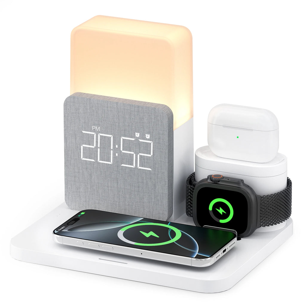 Lampe de chevet 3 en 1 - Chargeur sans fil et reveil LED — photo 7