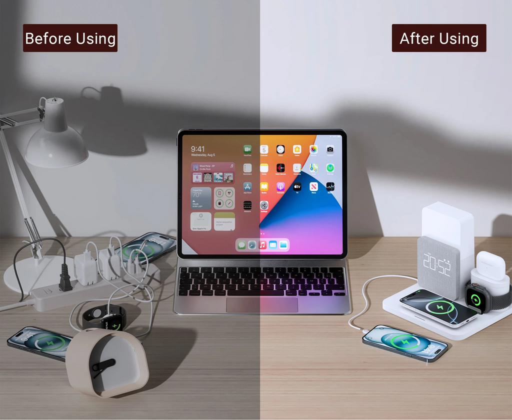 Lampe de chevet 3 en 1 - Chargeur sans fil et reveil LED — photo 8