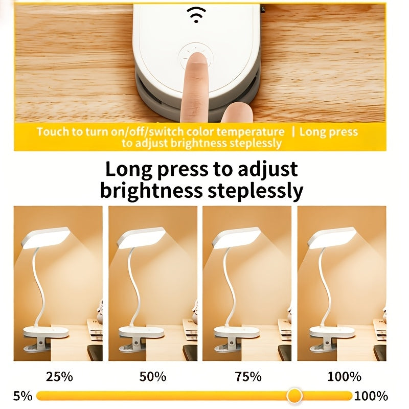 Lampe de bureau à clip rechargeable, lot de 2, tête plate
