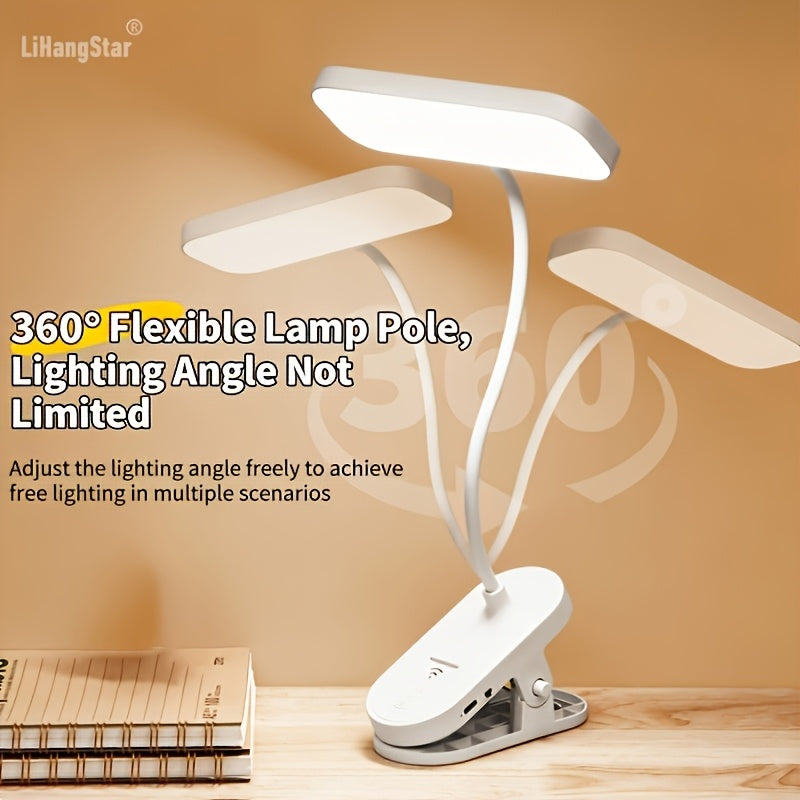 Lampe de bureau à clip rechargeable, lot de 2, tête plate