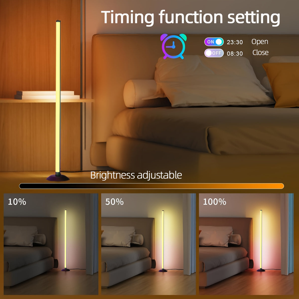 Lampe de bureau d'angle RGB connectée de 122 cm sur port USB