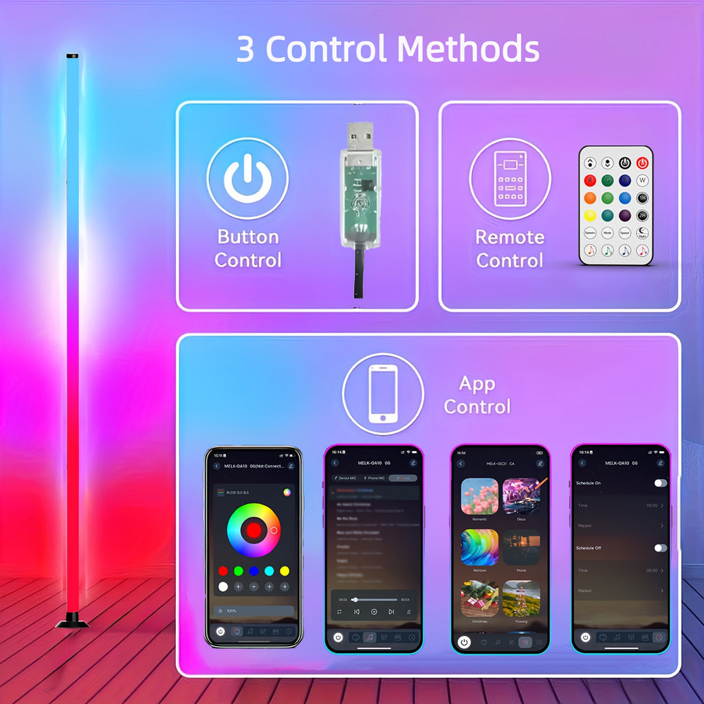 Lampe de bureau d'angle RGB connectée de 122 cm sur port USB