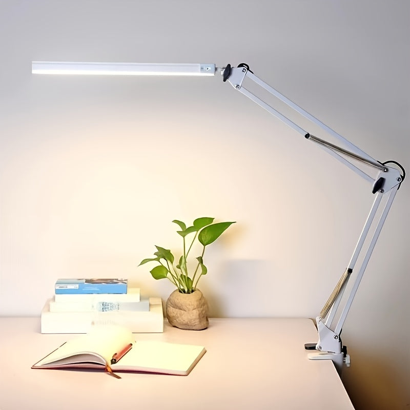 Lampe de bureau architecte à pince, barre LED noire USB