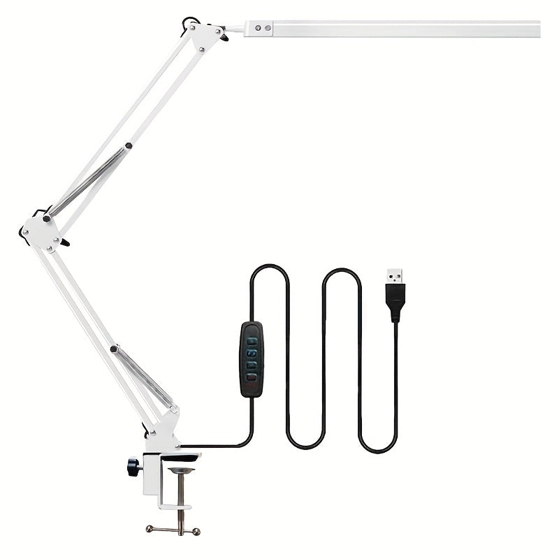Lampe de bureau architecte à pince, barre LED noire USB