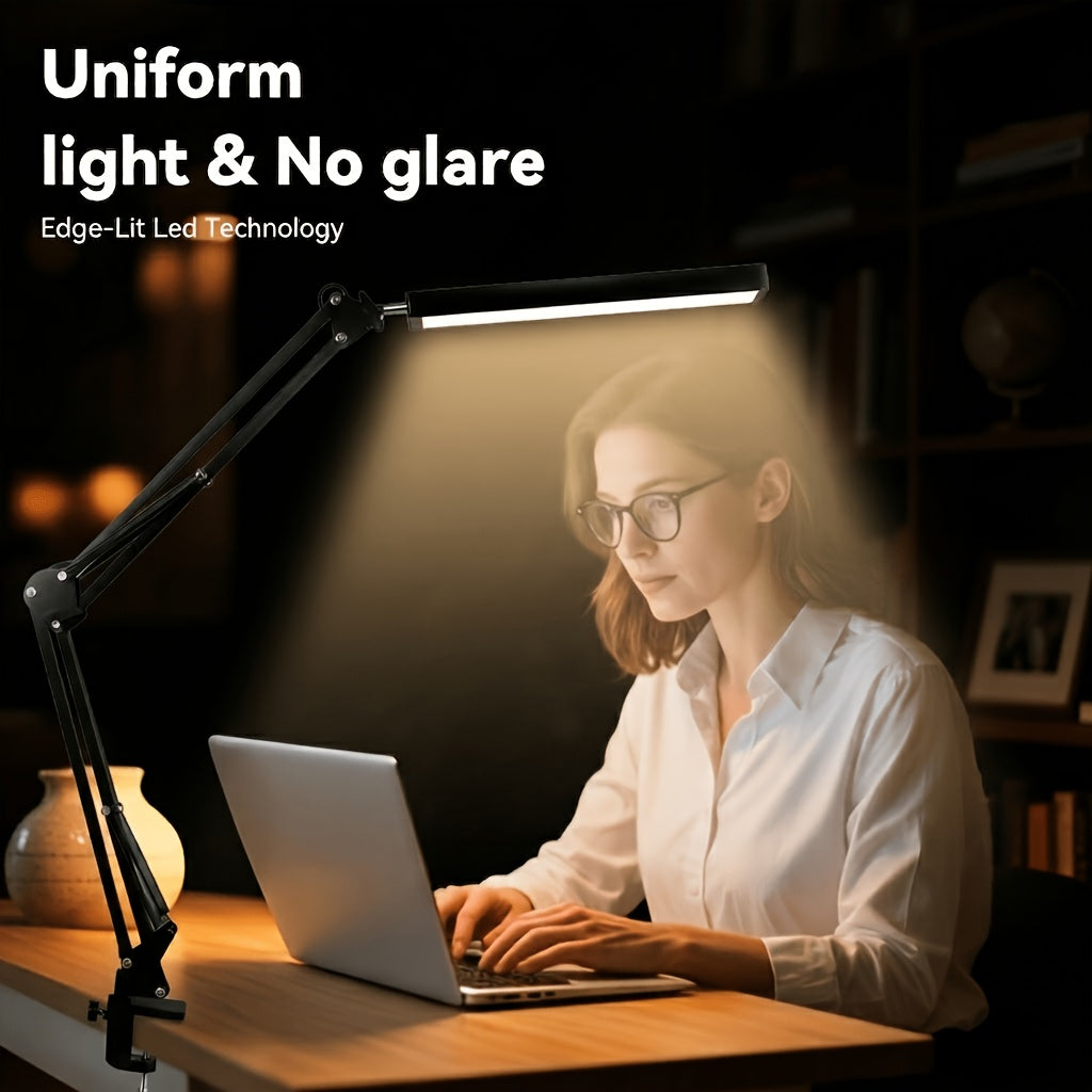 Lampe de bureau architecte à pince, bras à ressorts, noire