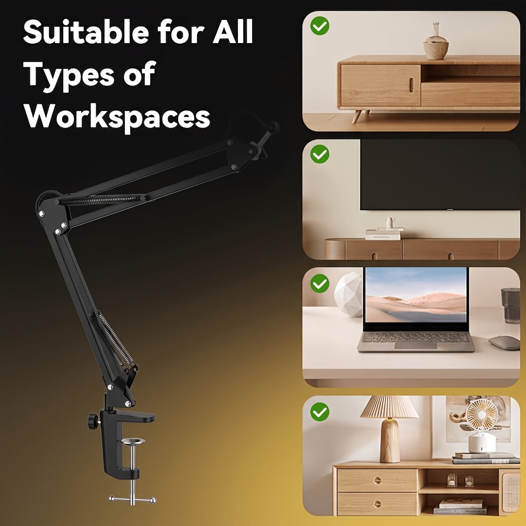 Lampe de bureau architecte à pince, bras à ressorts, noire
