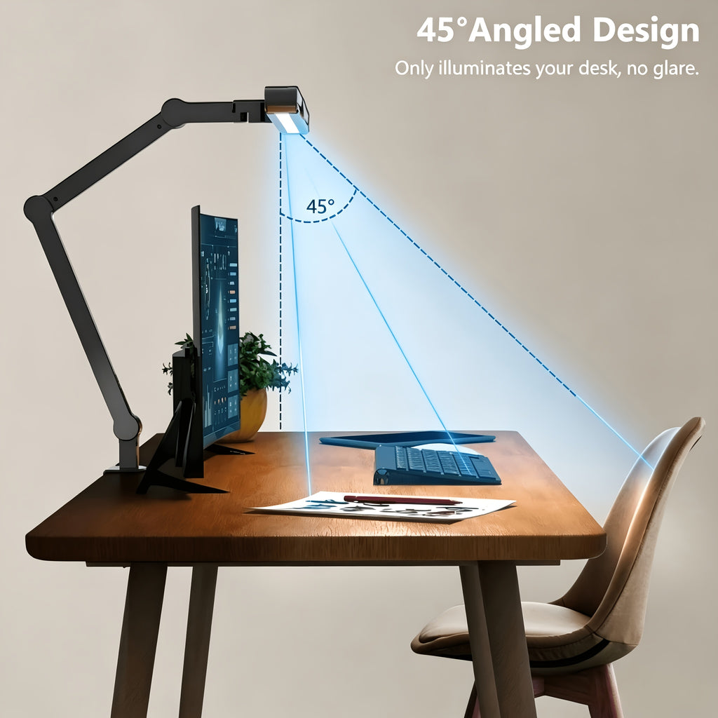 Lampe de bureau architecte à pince LED 1500 lumens noire