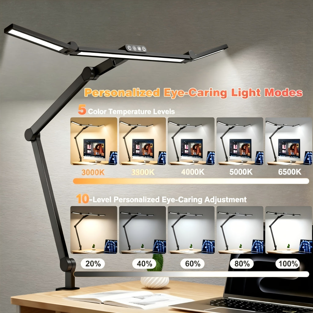 Lampe de bureau architecte à pince LED 1500 lumens noire
