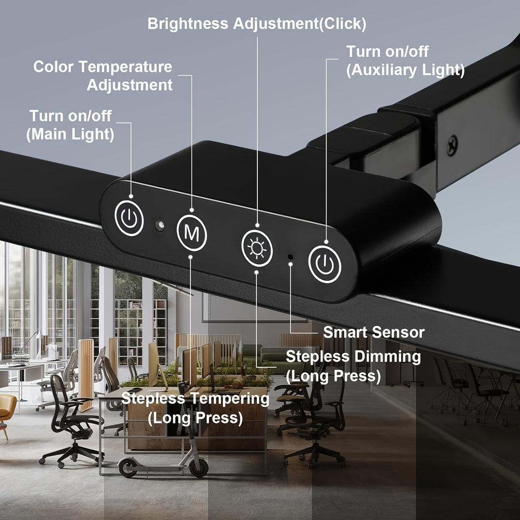 Lampe de bureau architecte à pince LED trois têtes 24 W