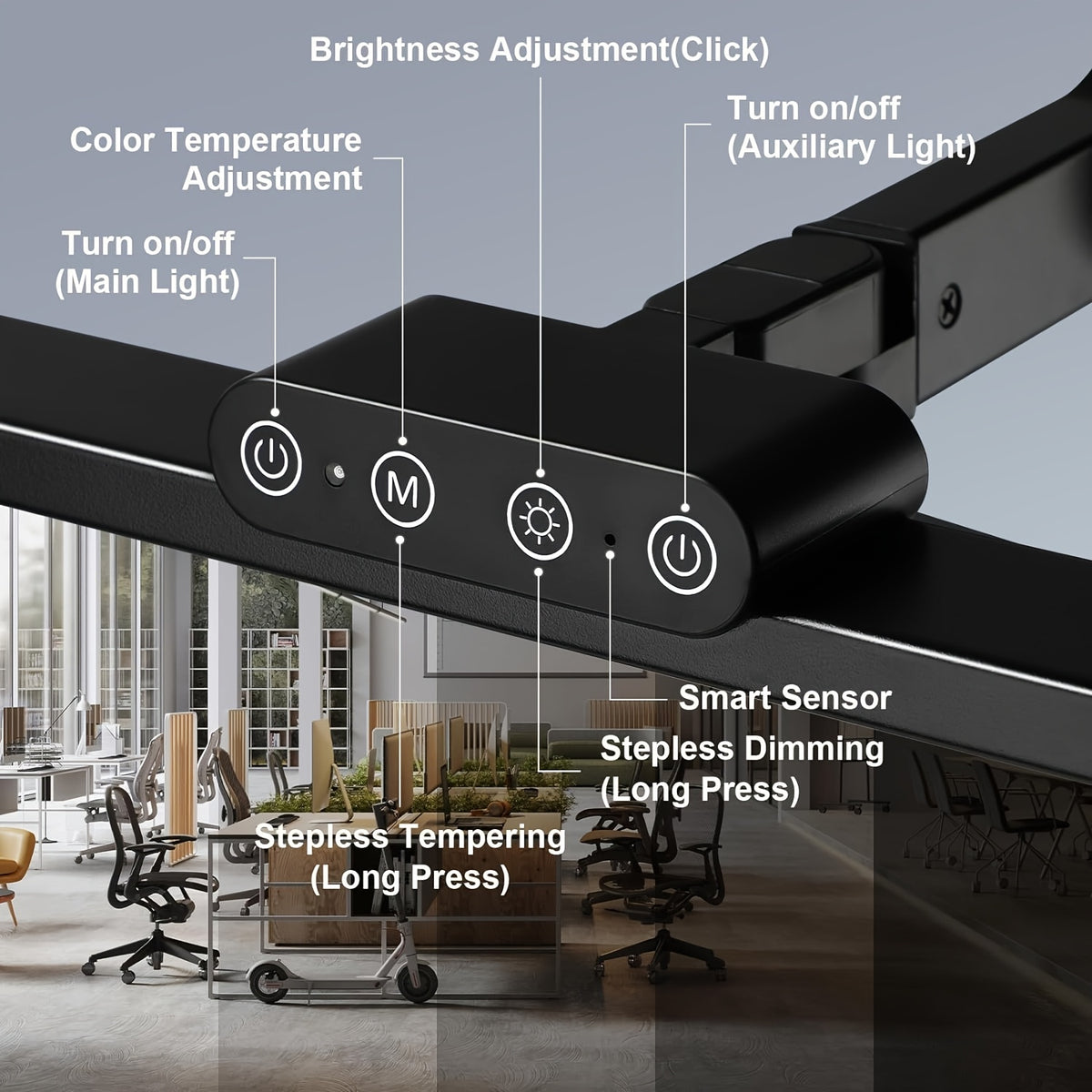 Lampe de bureau architecte à pince LED trois têtes 24 W