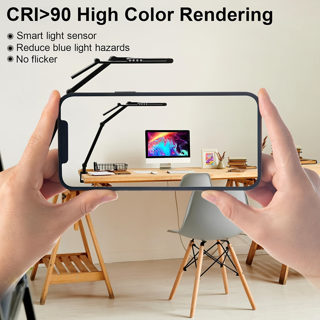 Lampe de bureau architecte à pince LED trois têtes 24 W