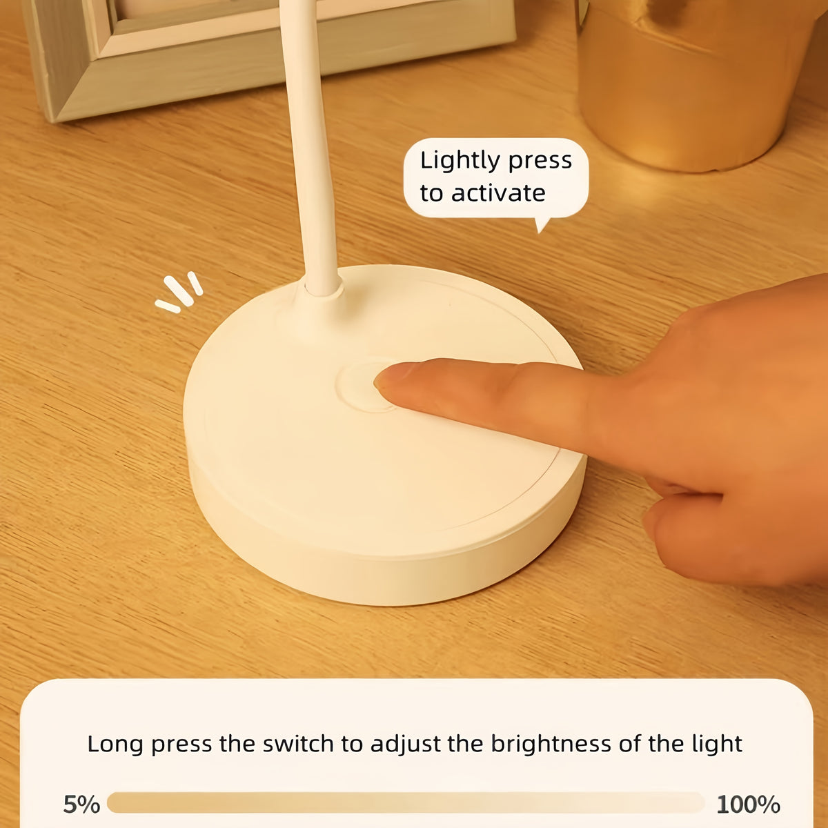 Lampe de bureau blanche à col de cygne, sur piles AA ou USB