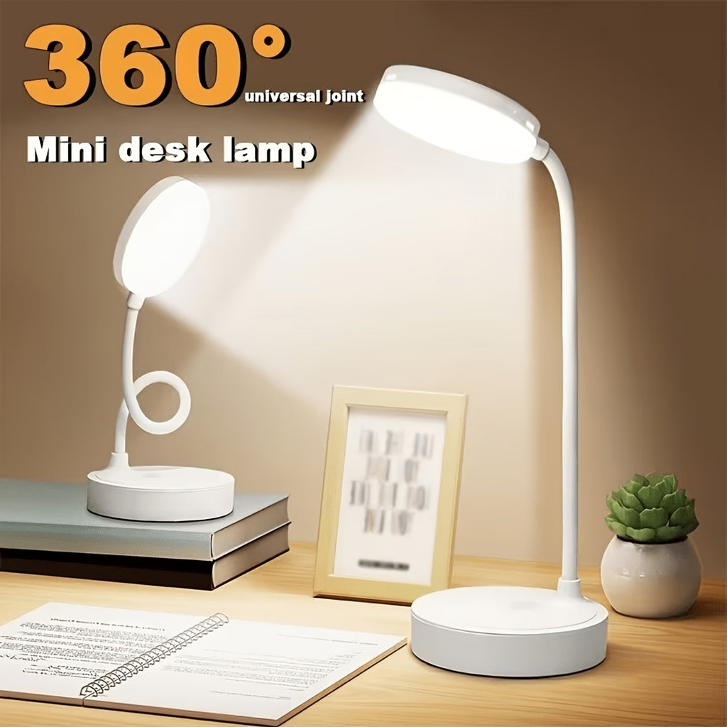 Lampe de bureau blanche à col de cygne, sur piles AA ou USB