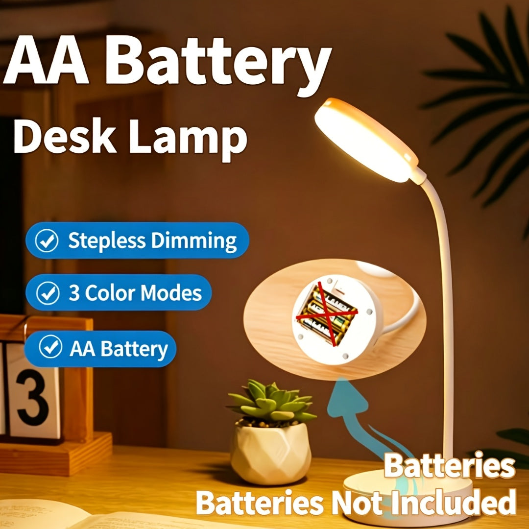 Lampe de bureau blanche à col de cygne, sur piles AA ou USB