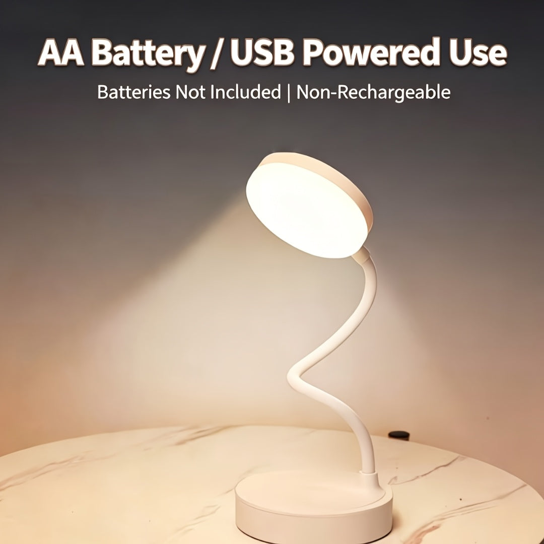 Lampe de bureau blanche à col de cygne, sur piles AA ou USB