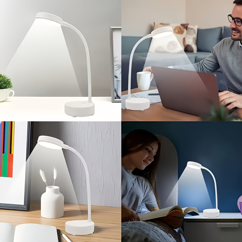Lampe de bureau blanche à col de cygne, 33 cm de hauteur