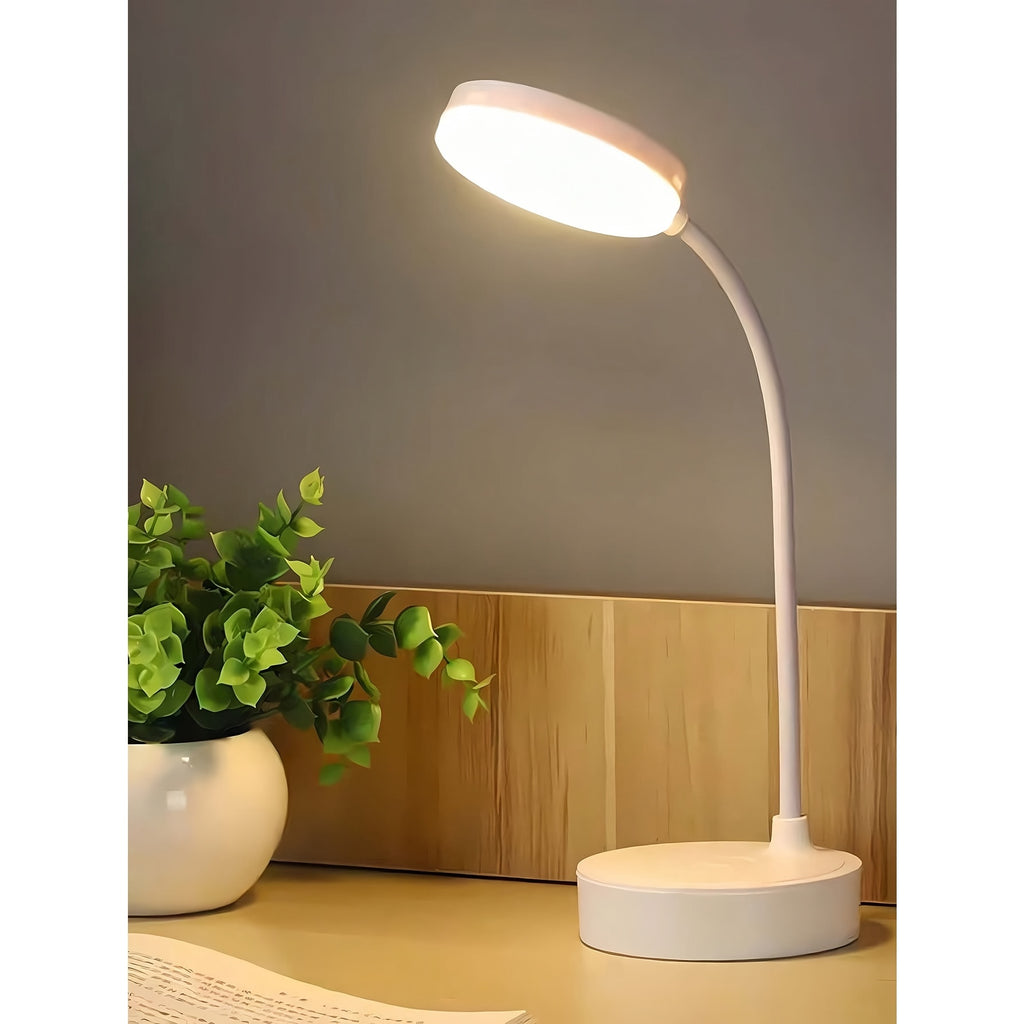 Lampe de bureau blanche à col de cygne, 33 cm de hauteur