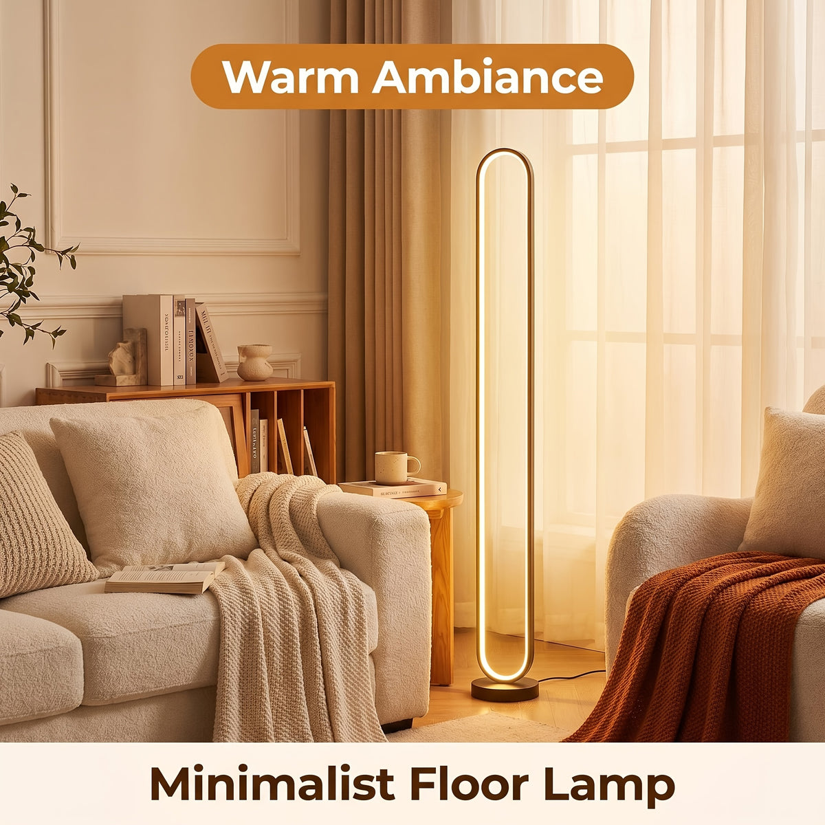 Lampe de bureau boucle LED 123 cm, trois teintes sur USB