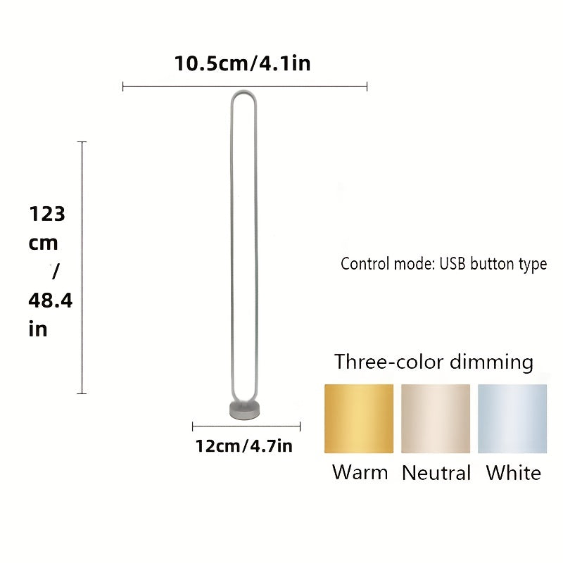 Lampe de bureau boucle LED 123 cm, trois teintes sur USB