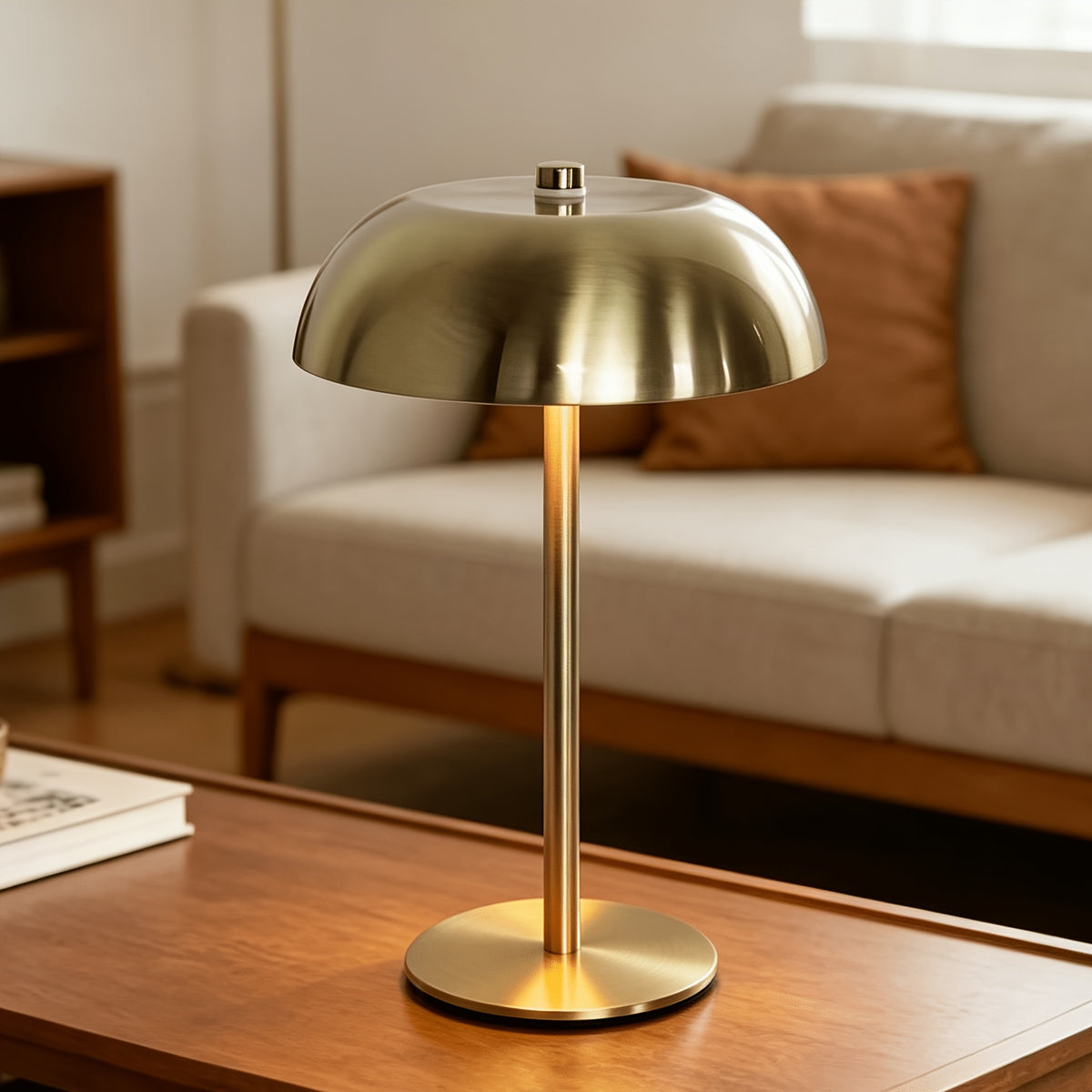 Lampe de bureau champignon sans fil, paire en métal brossé