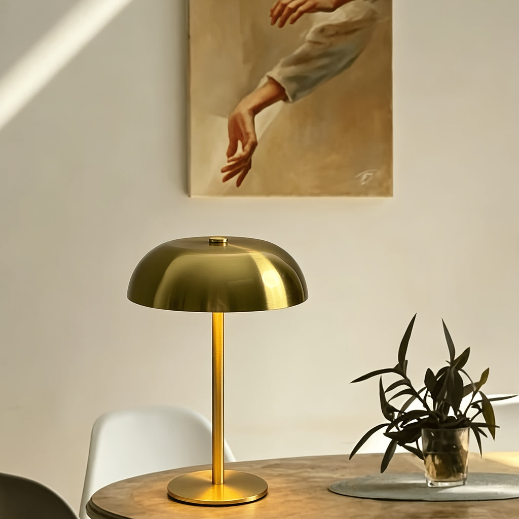 Lampe de bureau champignon sans fil, paire en métal brossé