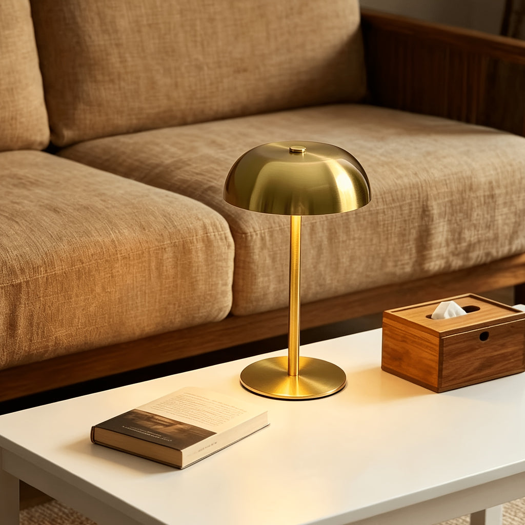 Lampe de bureau champignon sans fil, paire en métal brossé