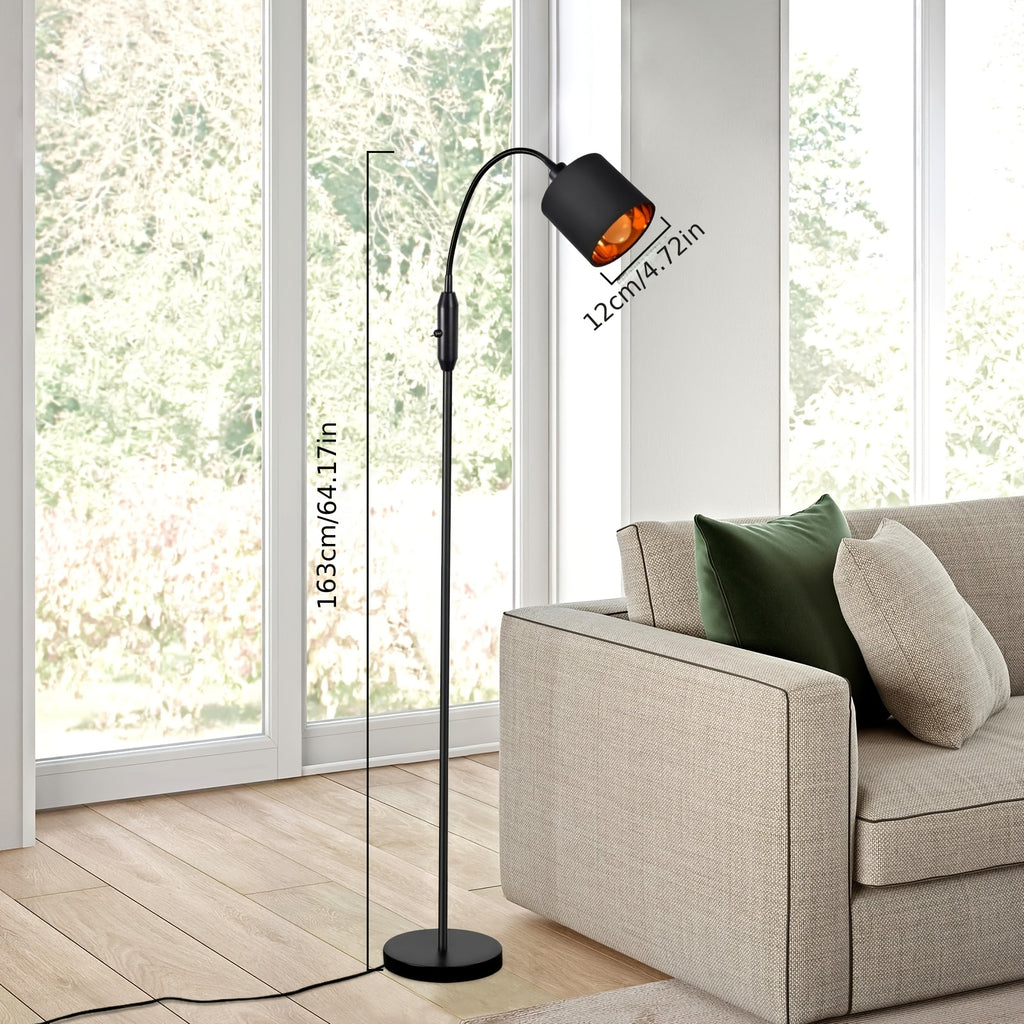 Lampe de bureau col de cygne 163 cm, abat-jour doré dedans