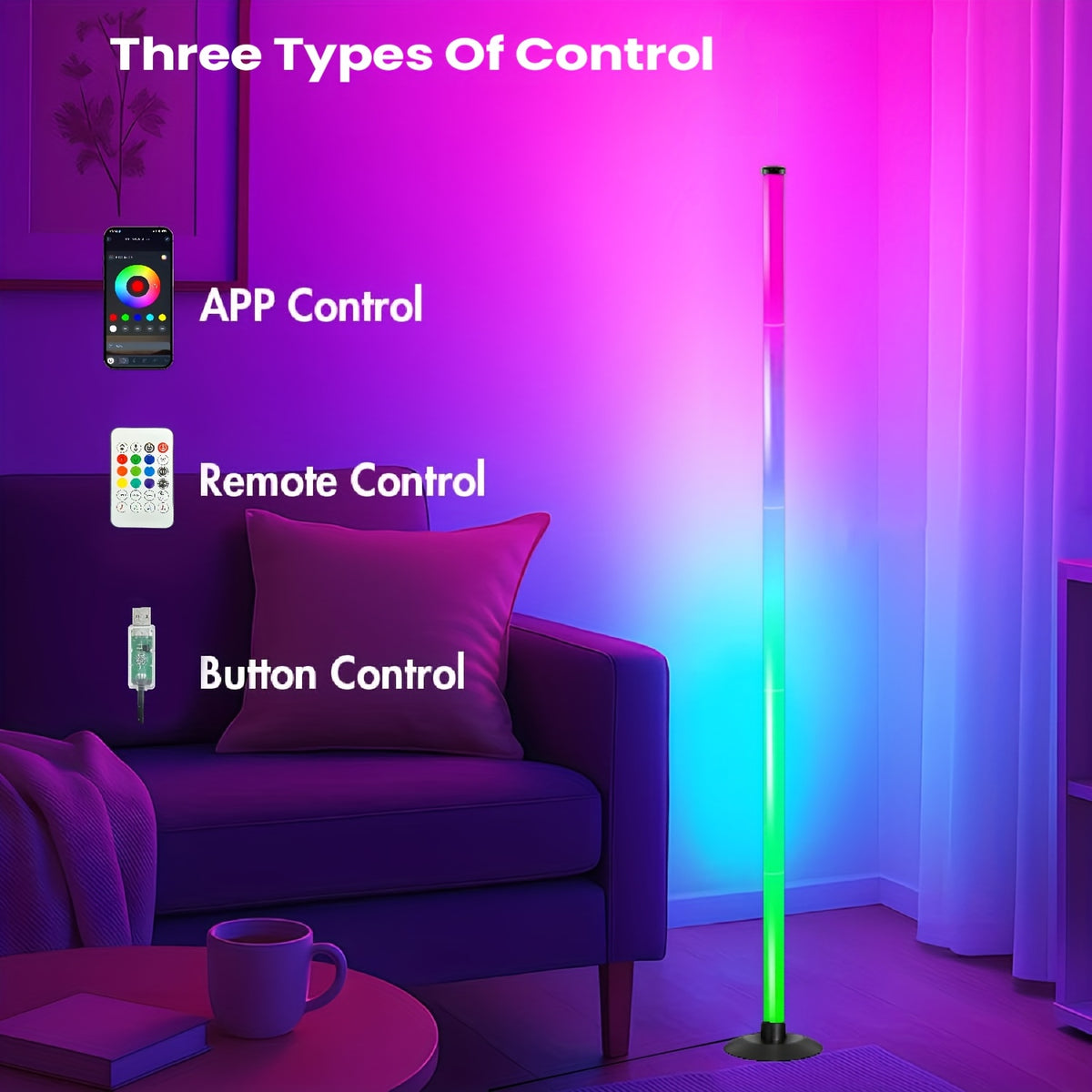Lampe de bureau colonne RGB de 122 cm, seule ou par deux
