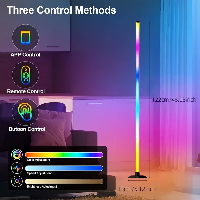 Lampe de bureau colonne RGB connectée noire, 122 cm à monter